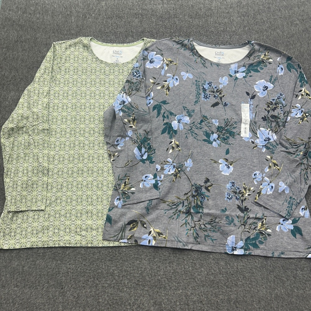 Croft & Barrow Plus Size 3X Classic Tee Crew Neck T-Shirt Top Set Floral